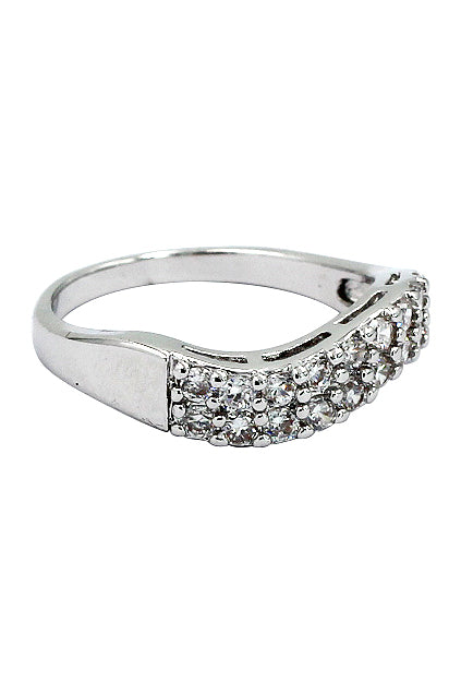 fashion curve crystal silver ring