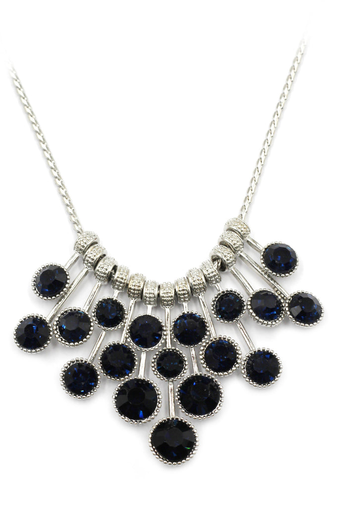 fashion pendant silver circle crystal necklace