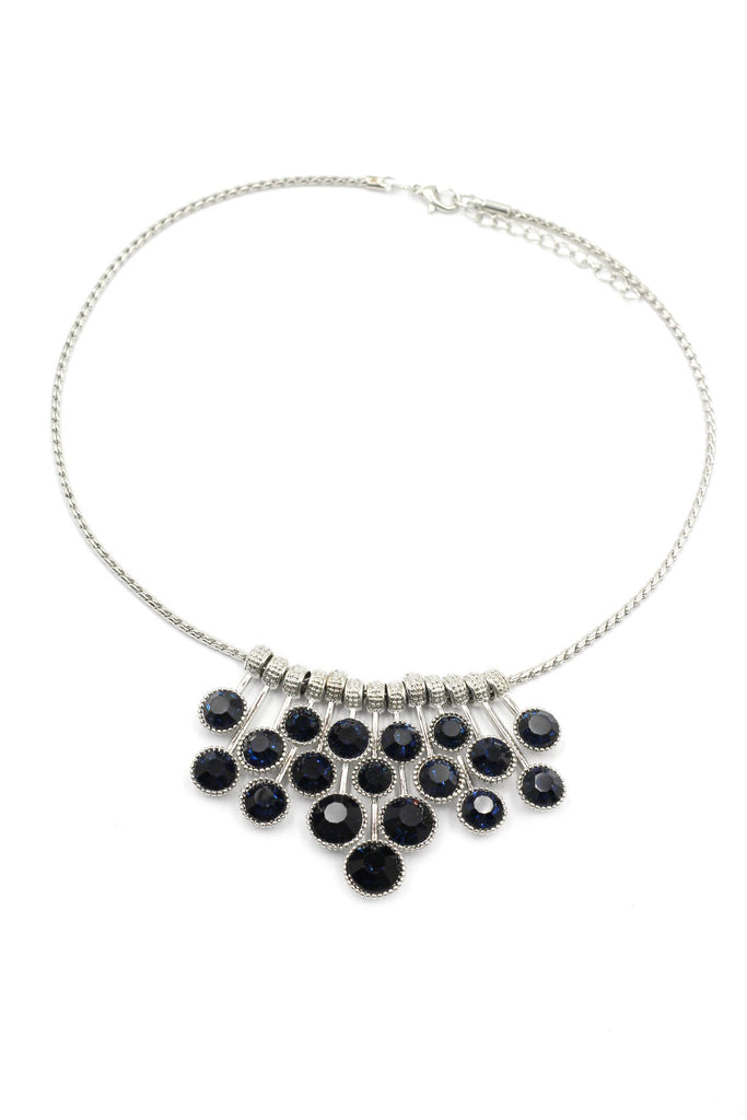 dark blue crystal ring necklace set