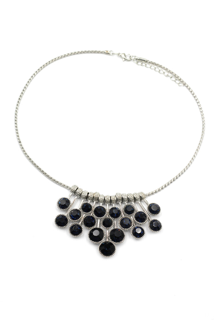 fashion pendant silver circle crystal necklace
