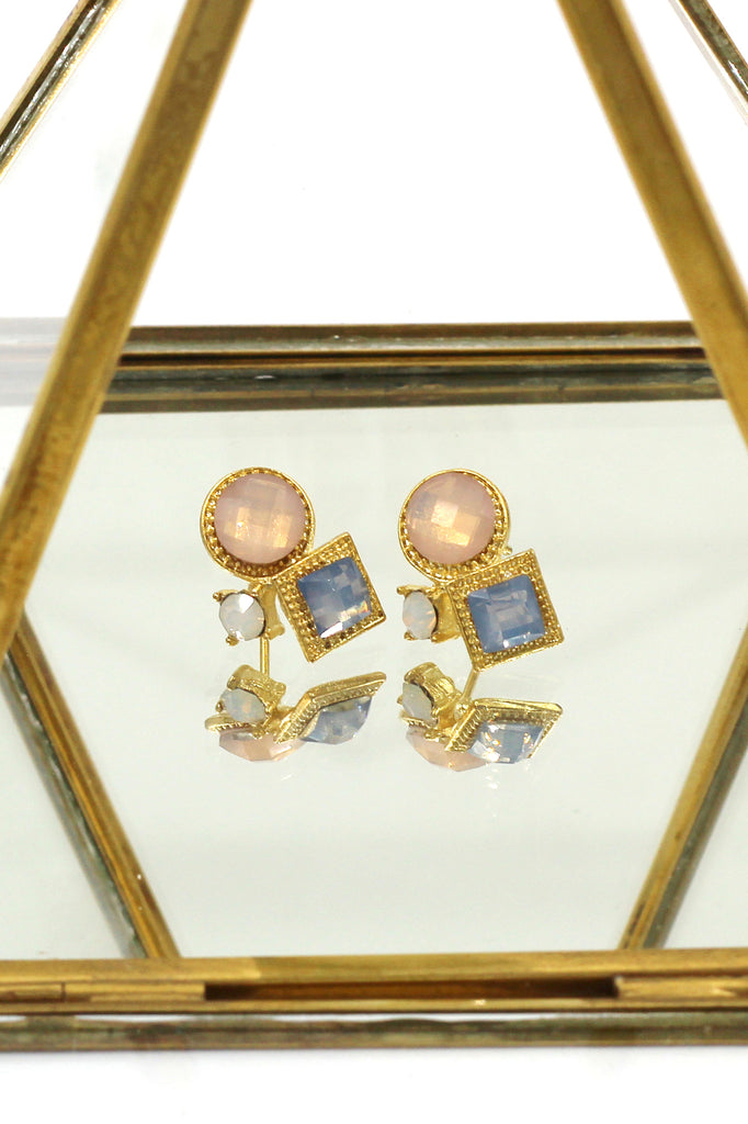 fashion golden rim crystal ball earrings