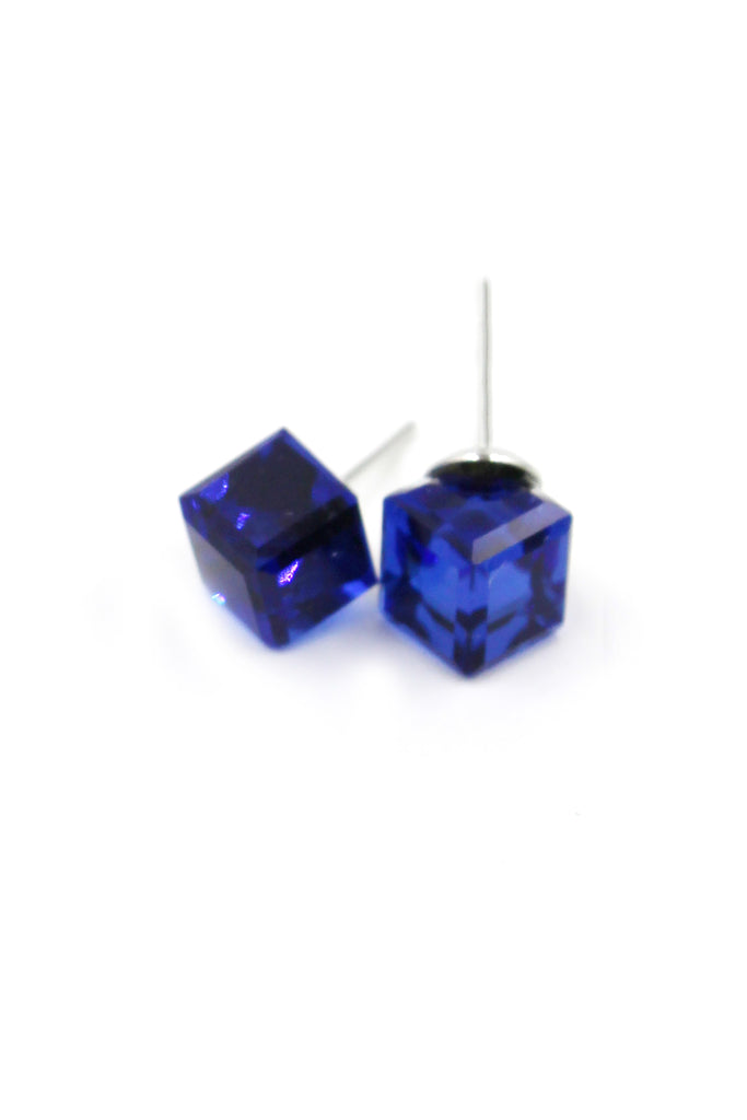square crystal stud earrings