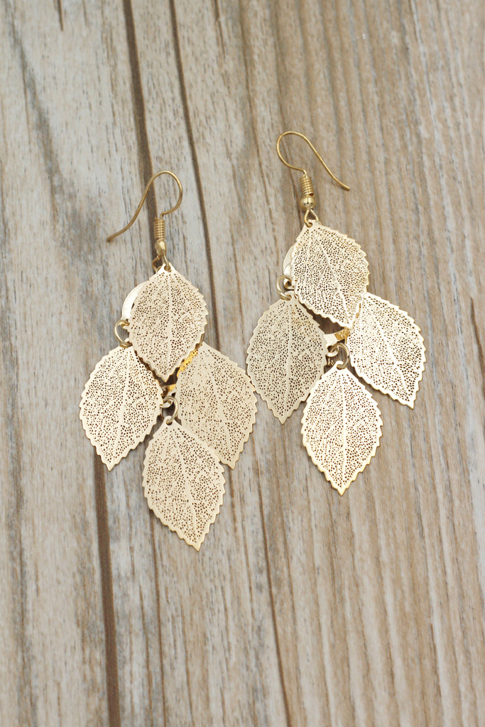 elegant long large leaf earrings