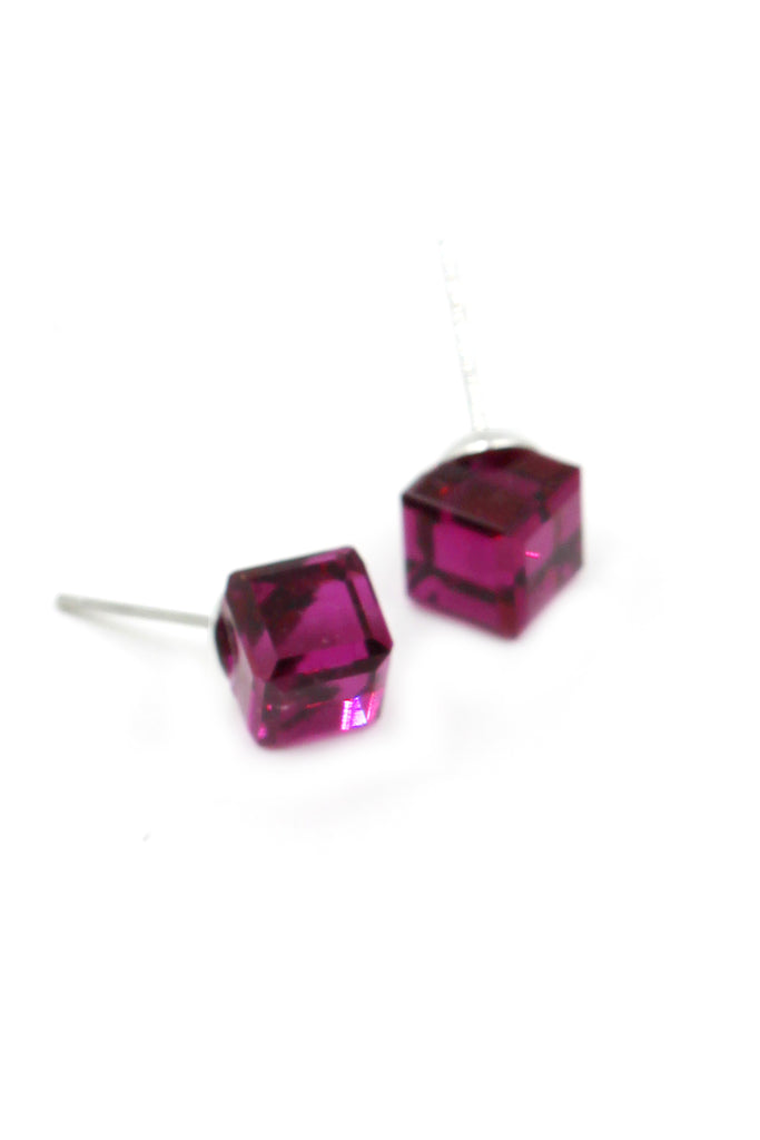 square crystal stud earrings