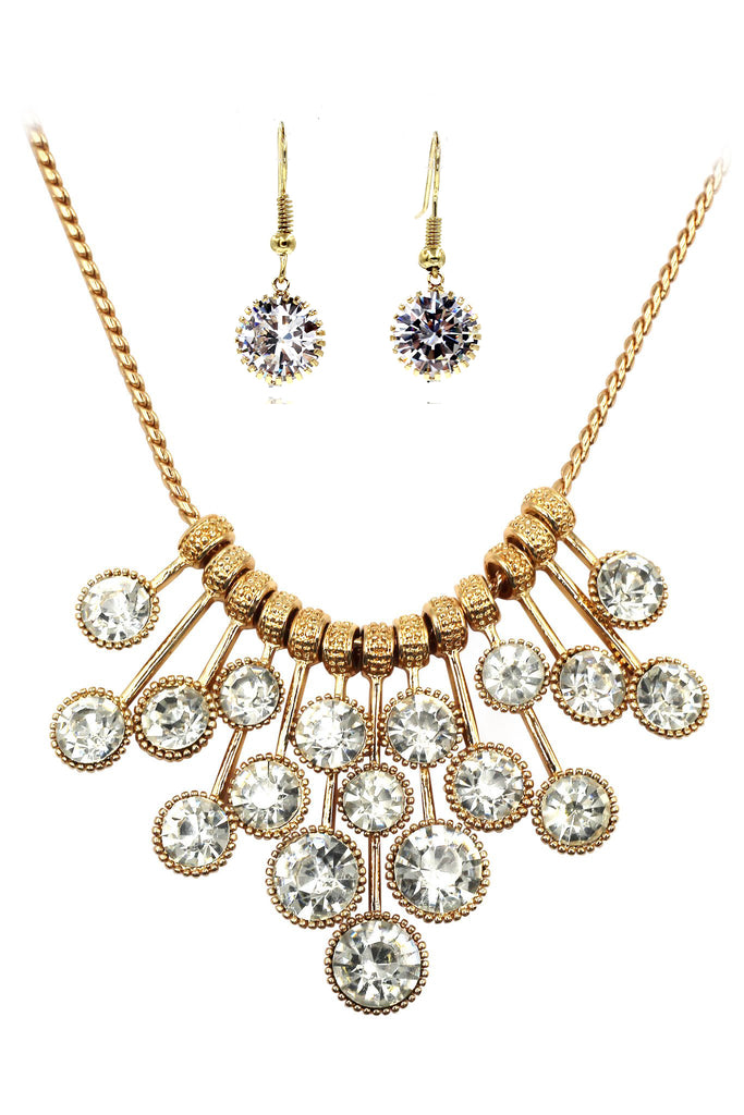 silver noble crystal earrings necklace set