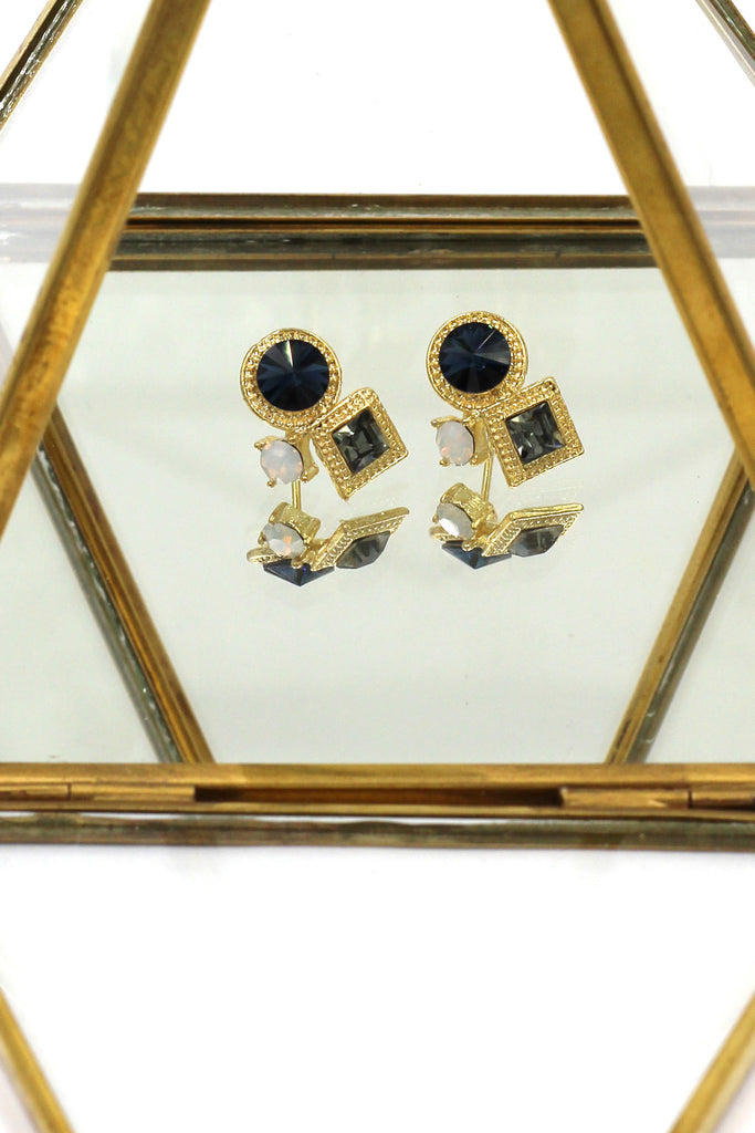 fashion golden rim crystal earrings