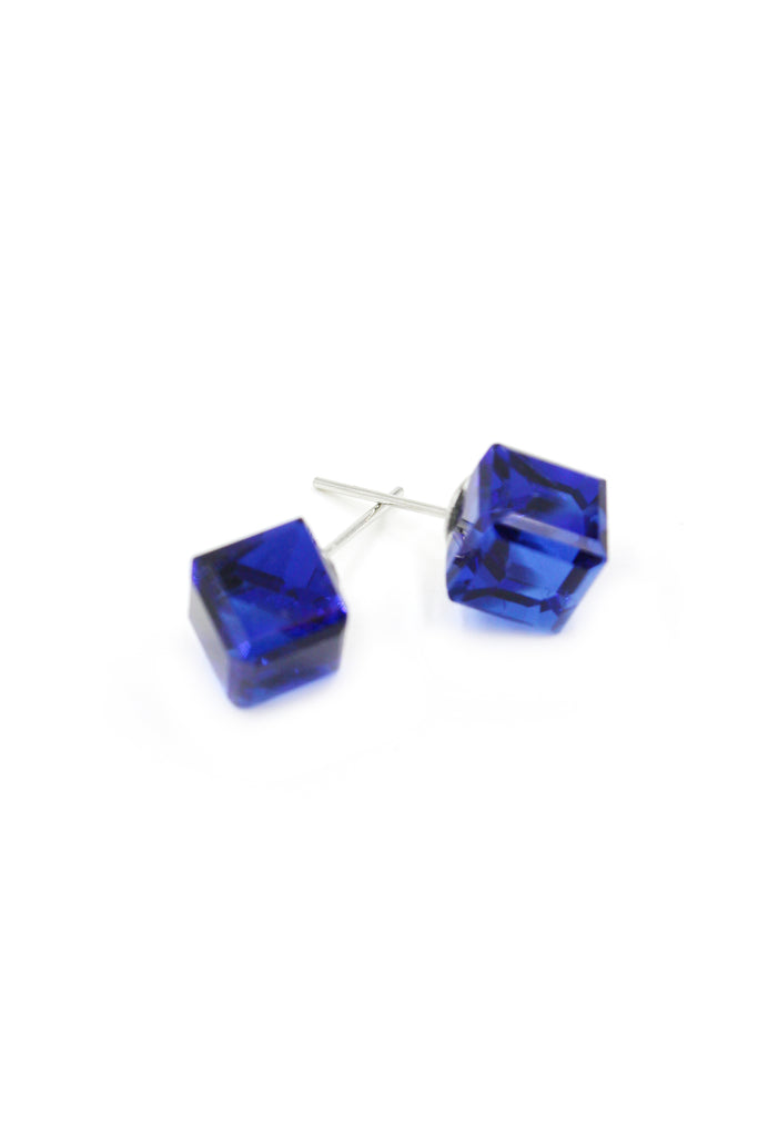 square crystal stud earrings