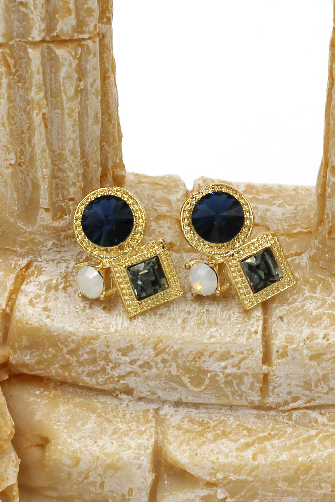 fashion golden rim crystal earrings