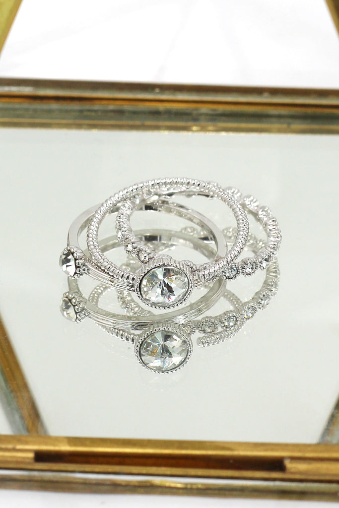 fashion crystal assemble silver ring