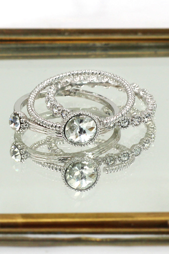 fashion crystal assemble silver ring