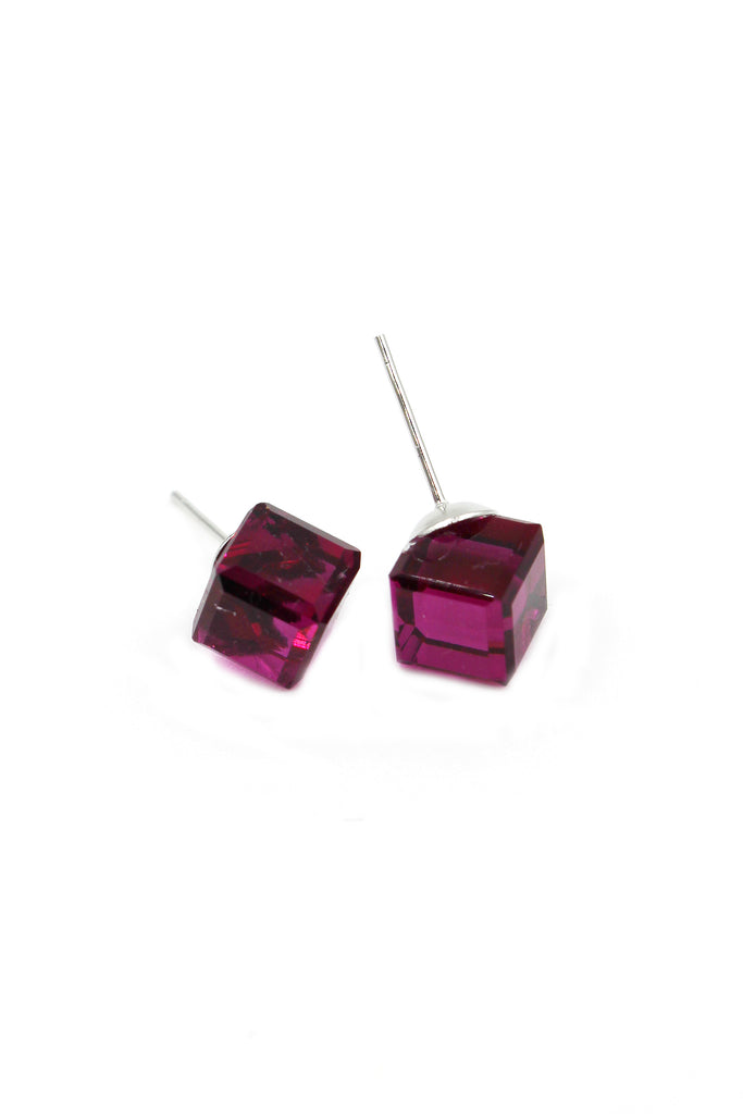 square crystal stud earrings