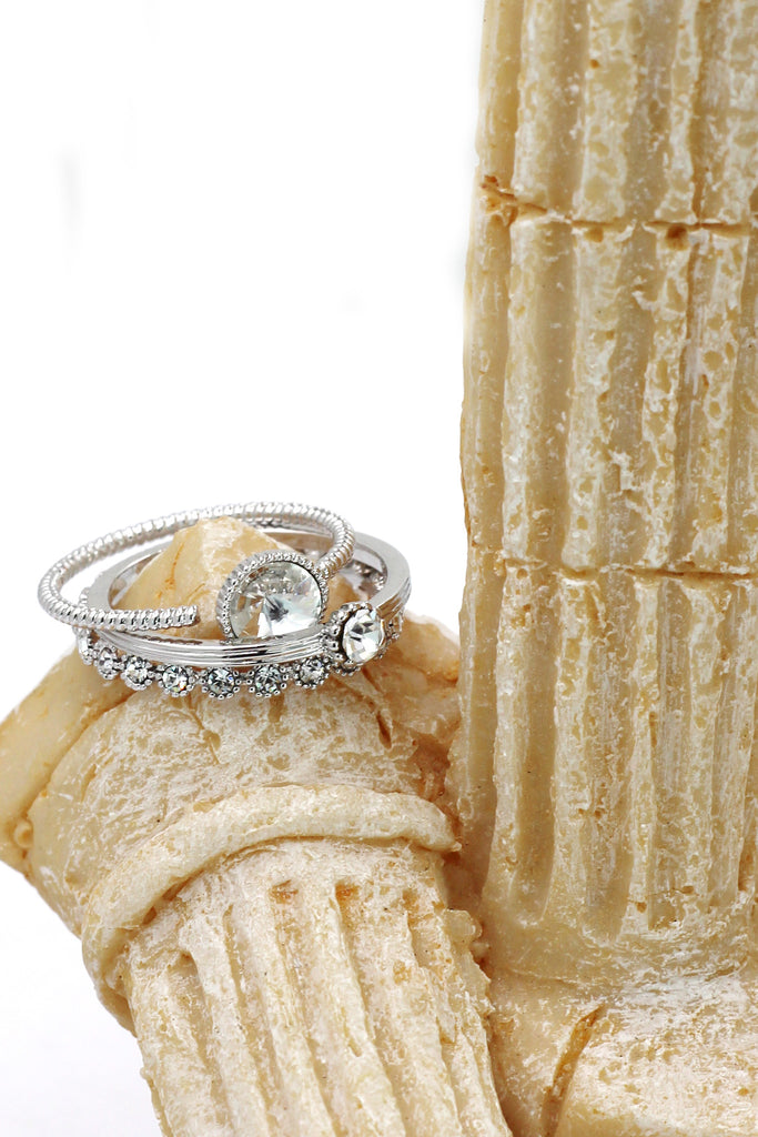 fashion crystal assemble silver ring