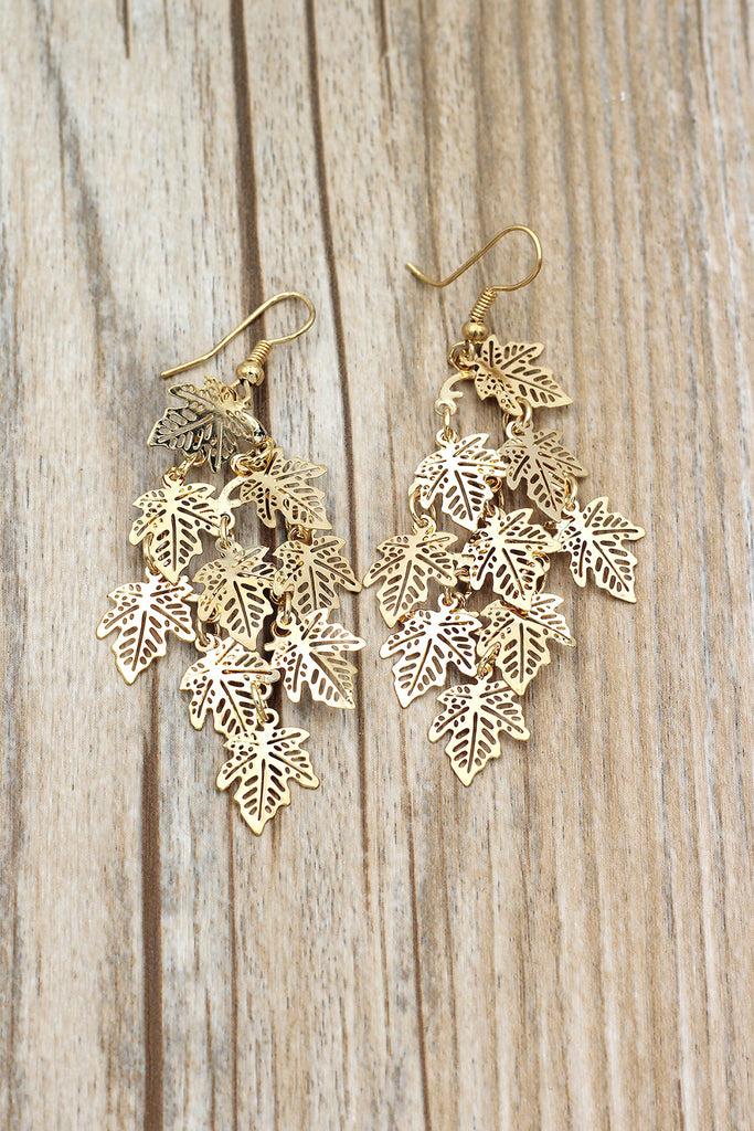 long small leaf earrings