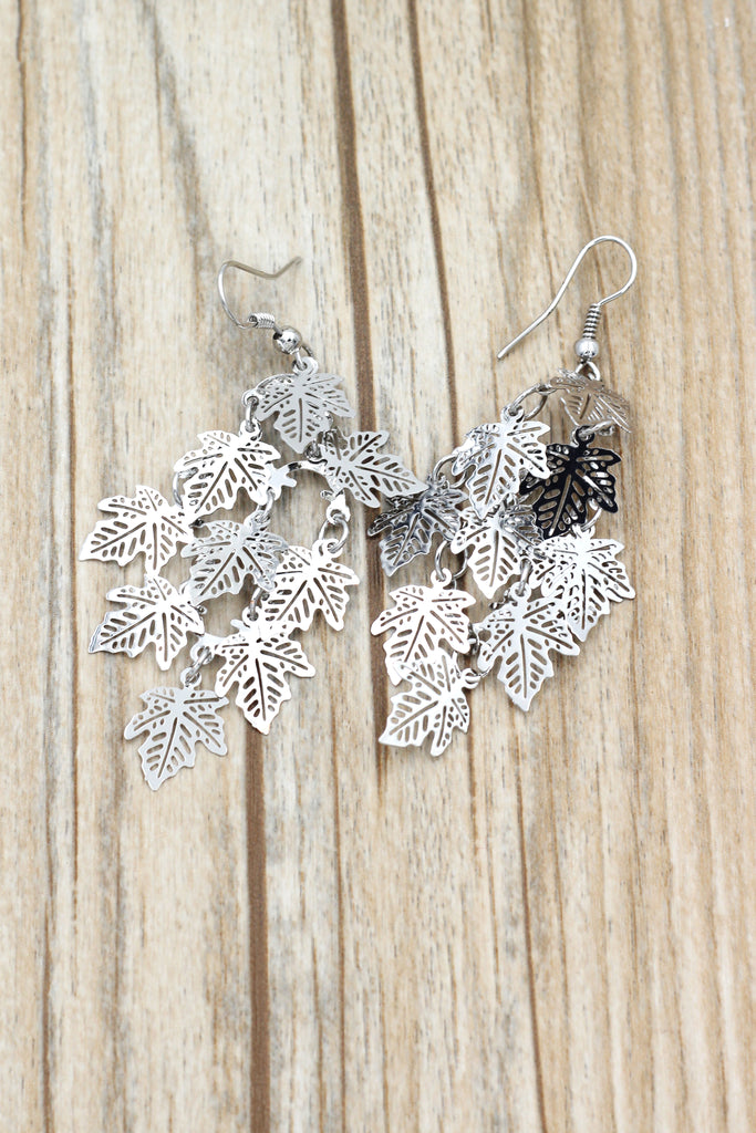 long small leaf earrings