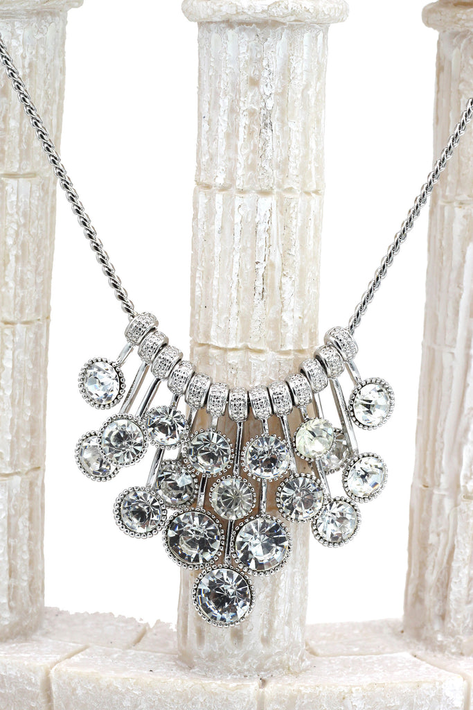 fashion pendant silver circle crystal necklace
