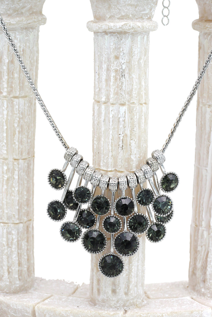 fashion pendant silver circle crystal necklace