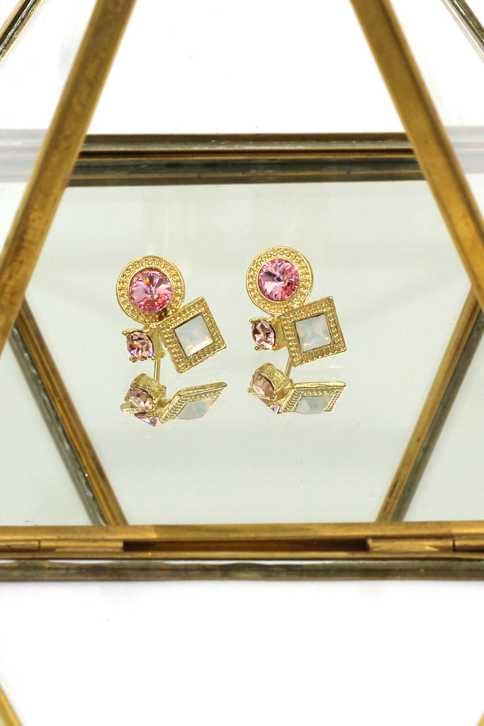 fashion golden rim crystal earrings