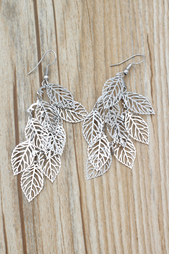 hollowed multi-layer leaf earrings