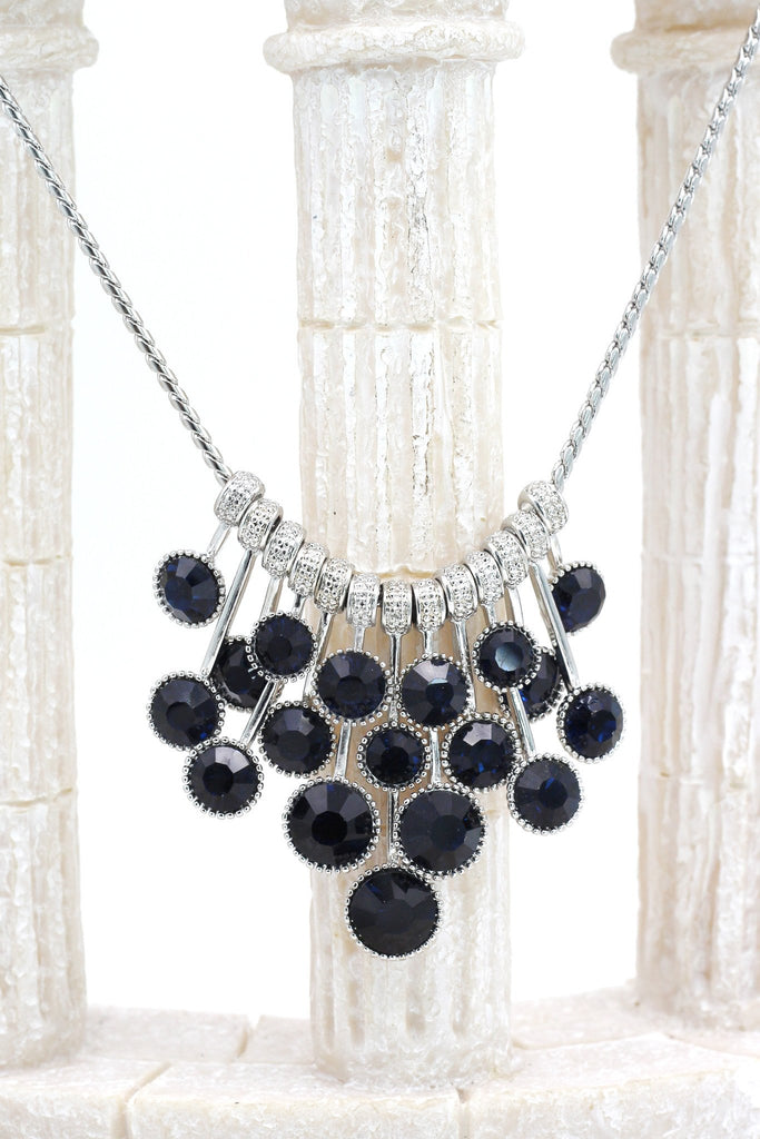 dark blue crystal ring necklace set