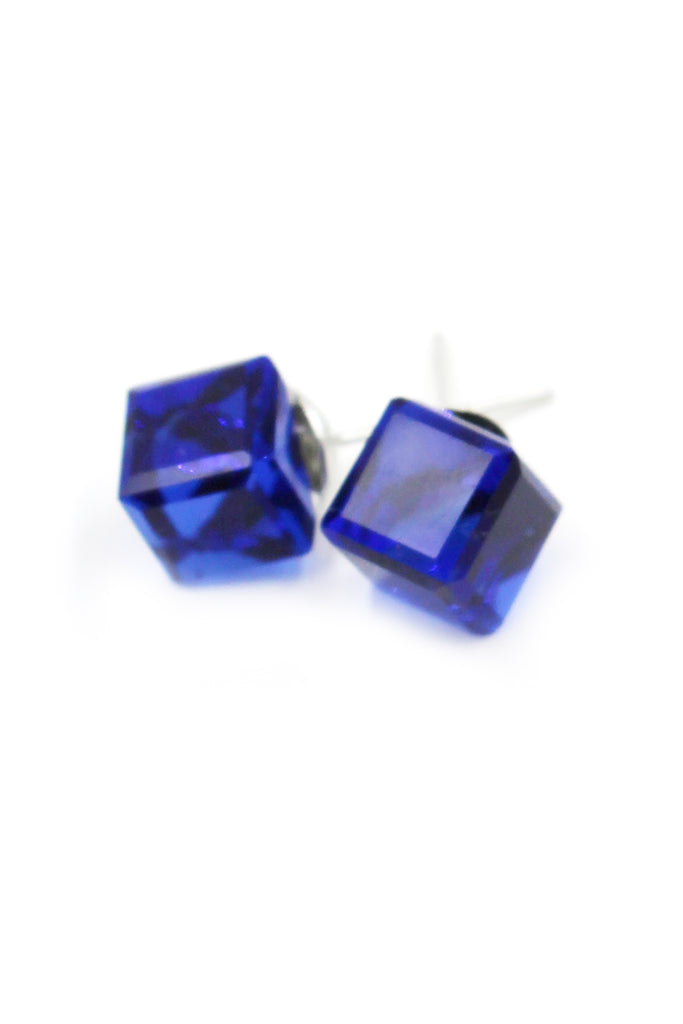 square crystal stud earrings
