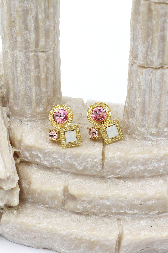 fashion golden rim crystal earrings