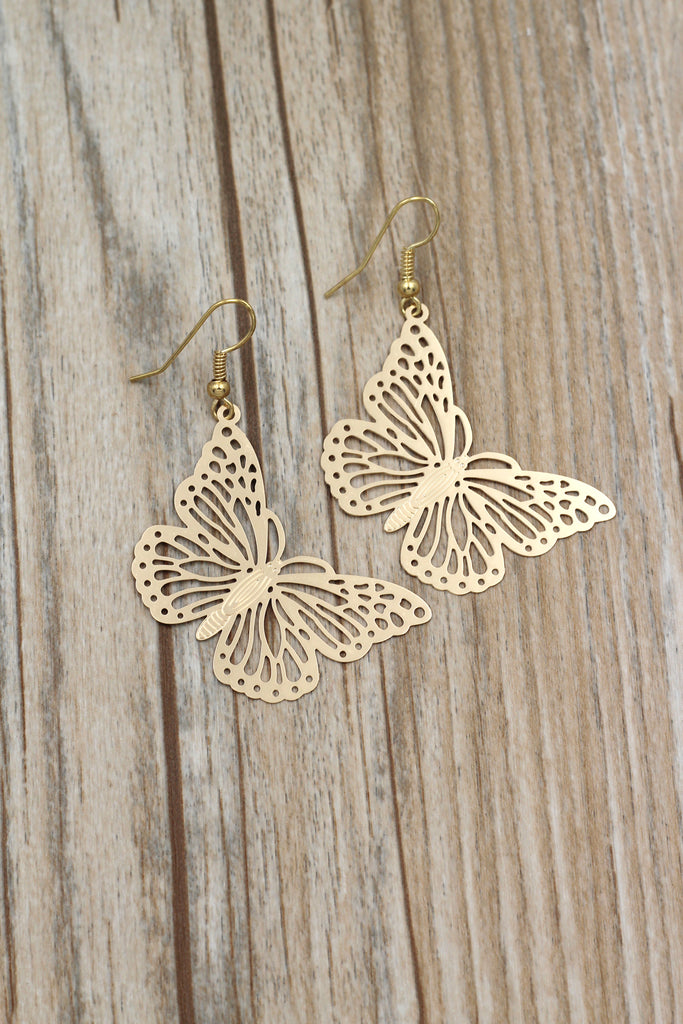 hollow big butterfly earrings