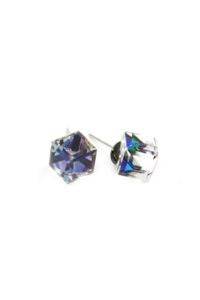 square crystal stud earrings