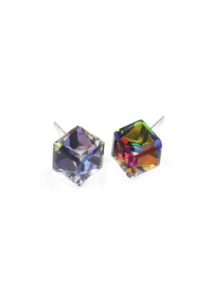 square crystal stud earrings