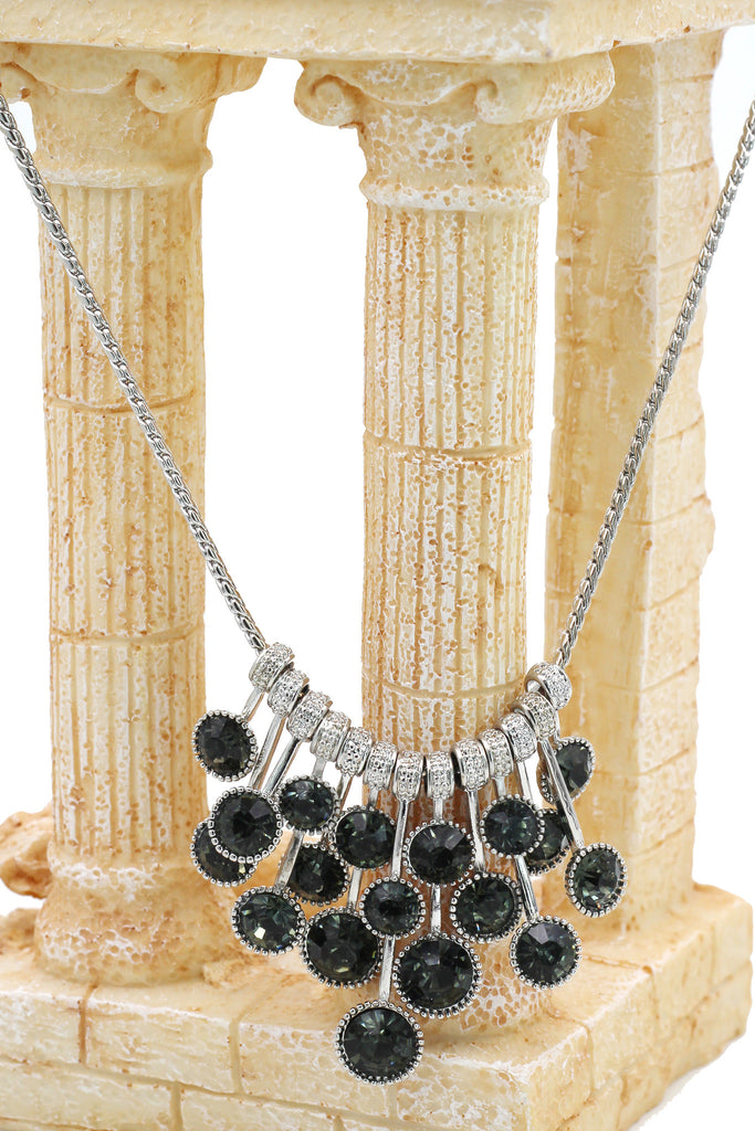 fashion pendant silver circle crystal necklace