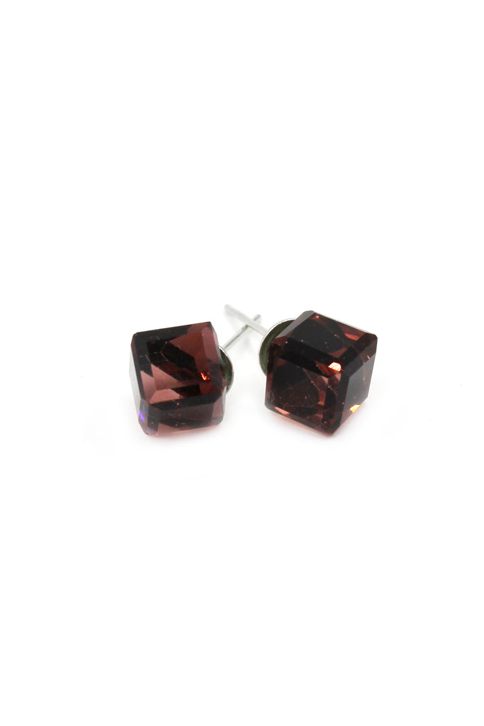 square crystal stud earrings