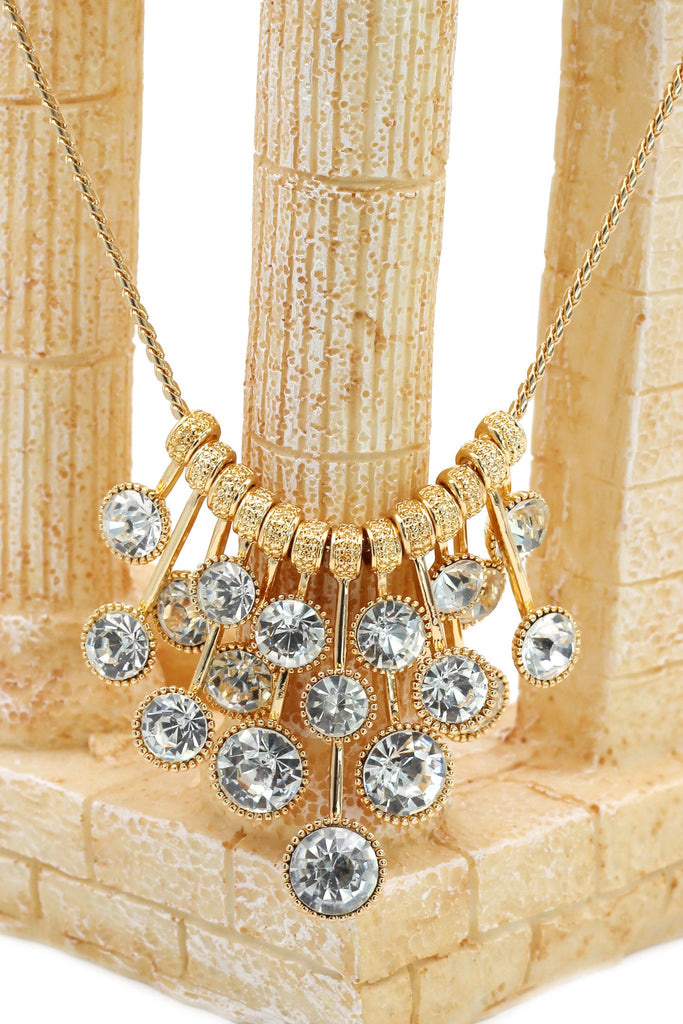 golden elegant crystal earrings necklace set
