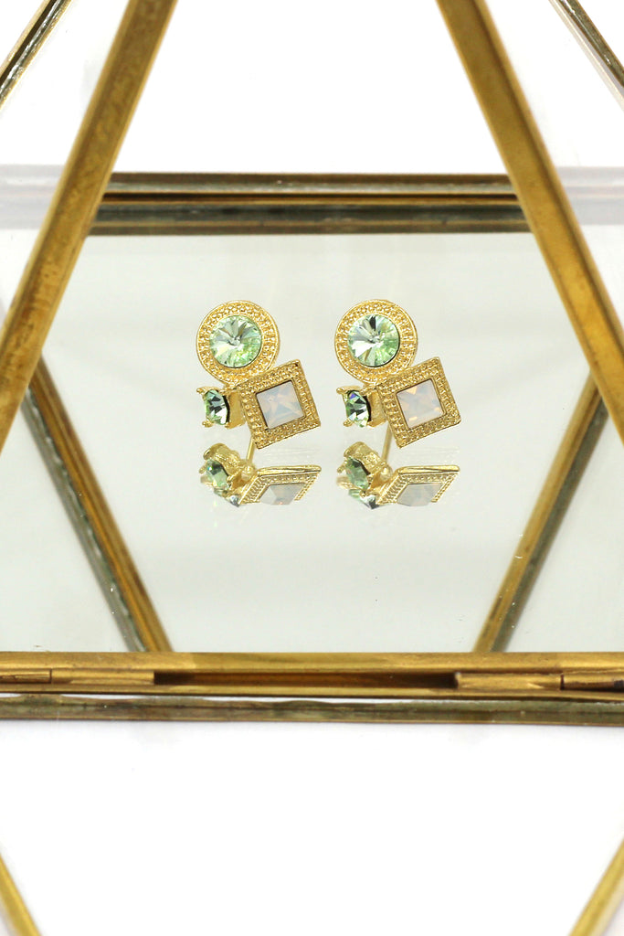 fashion golden rim crystal earrings