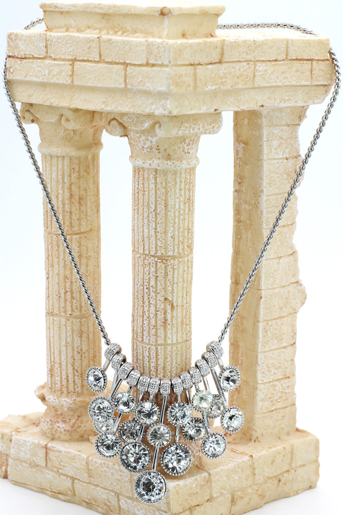 silver noble crystal earrings necklace set