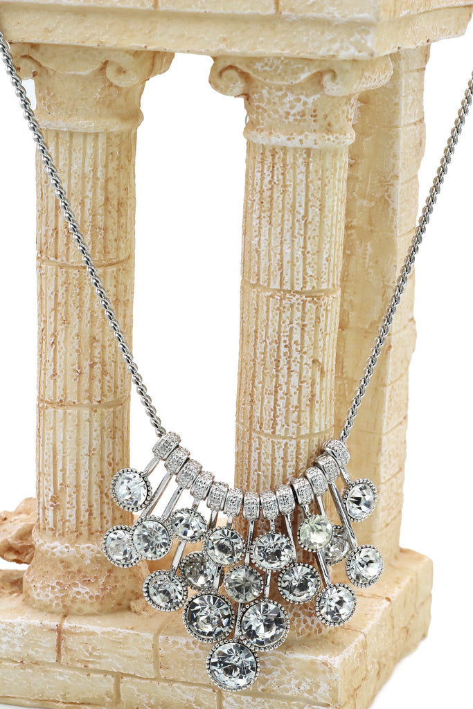 silver noble crystal earrings necklace set