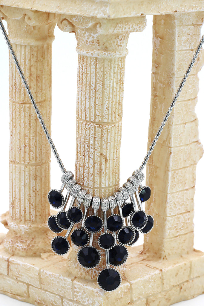 fashion pendant silver circle crystal necklace