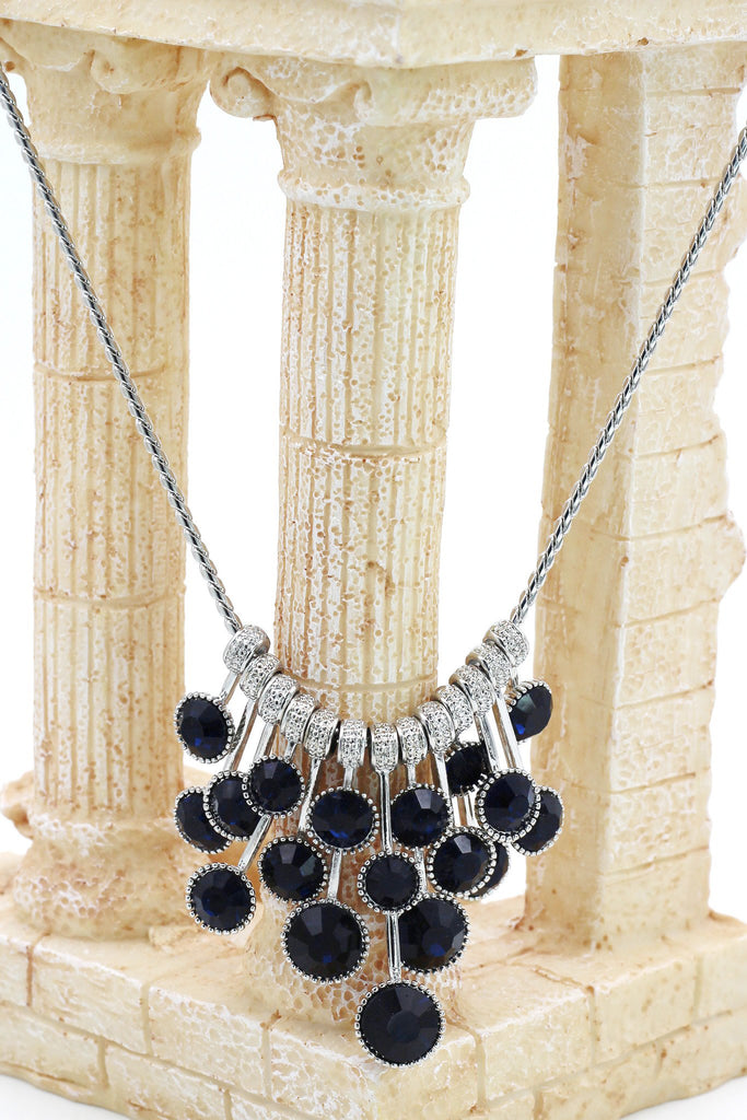 dark blue crystal ring necklace set