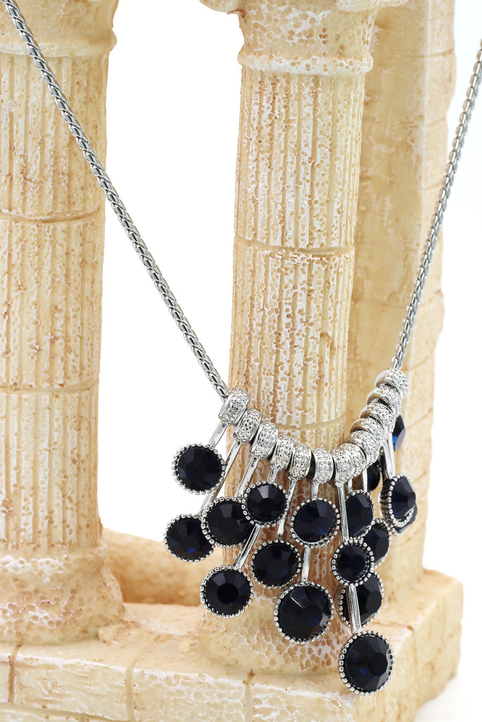 fashion pendant silver circle crystal necklace