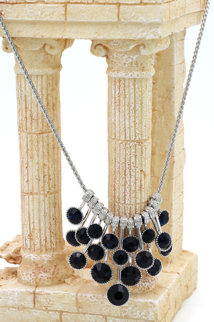 fashion pendant silver circle crystal necklace