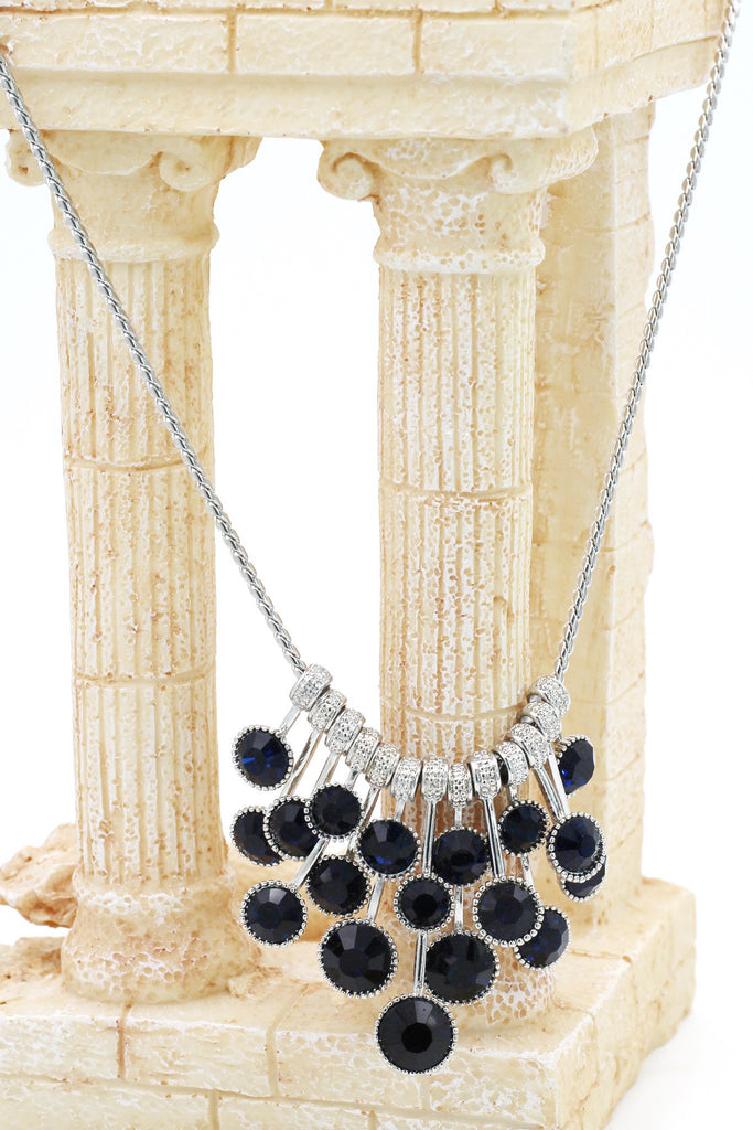 dark blue crystal ring necklace set