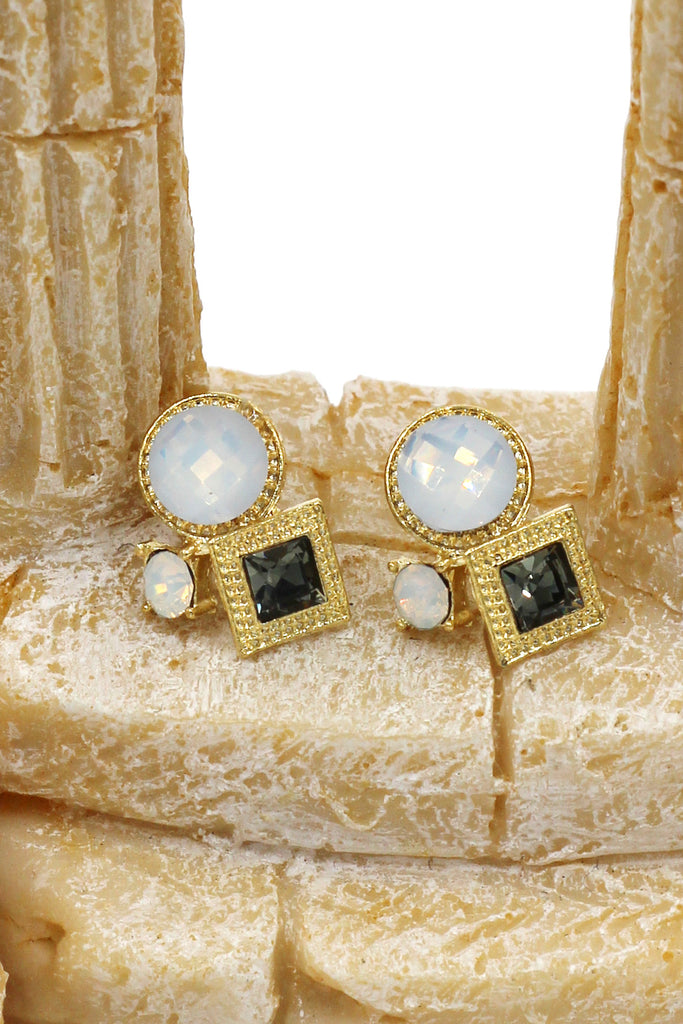 fashion golden rim crystal ball earrings