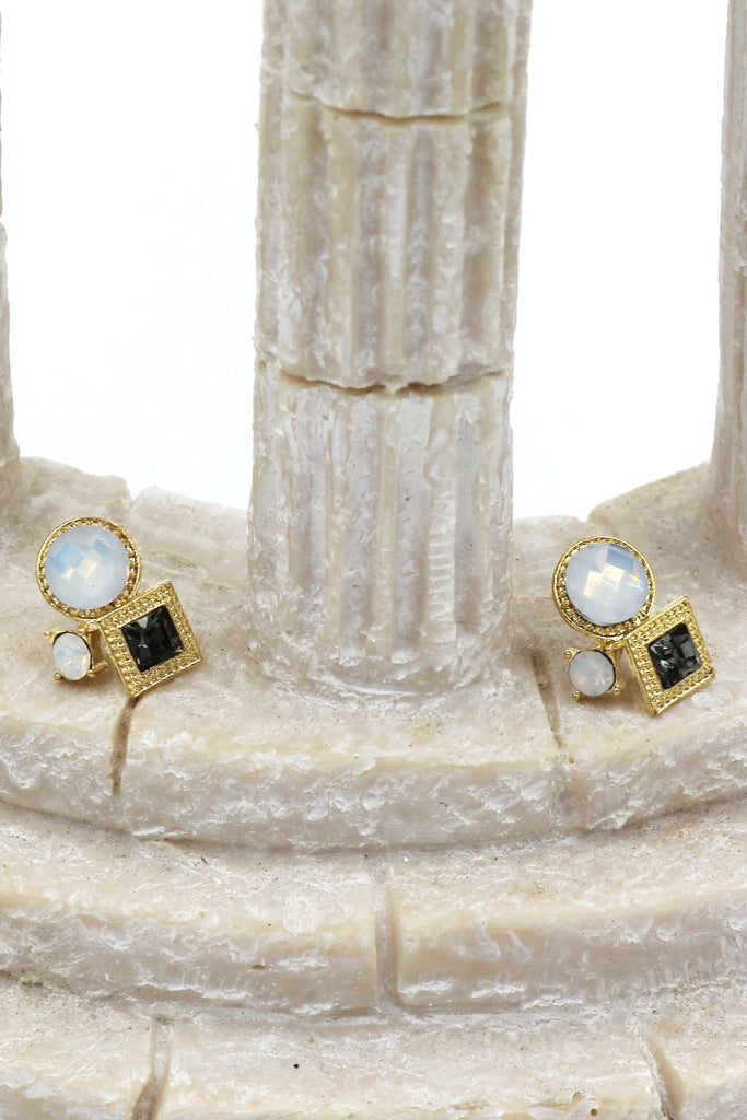 fashion golden rim crystal ball earrings