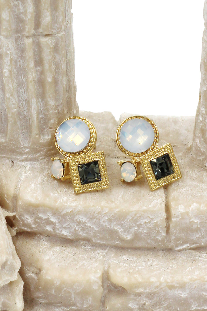 fashion golden rim crystal ball earrings