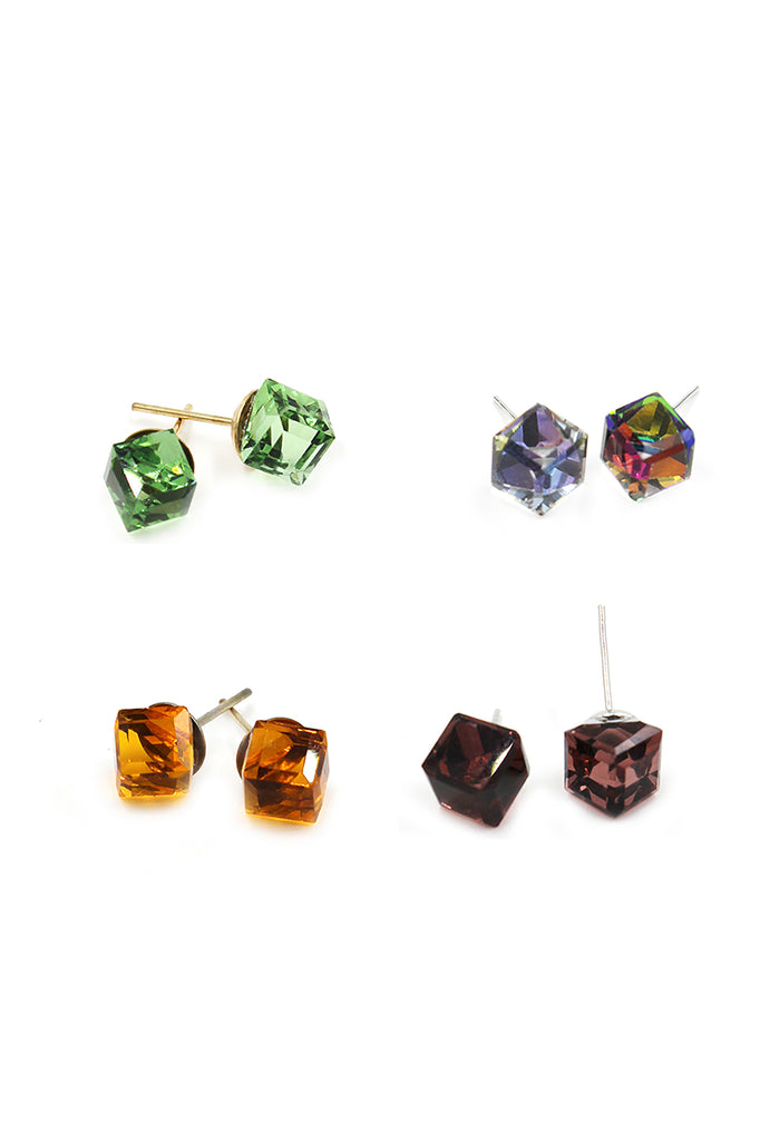 square crystal stud earrings