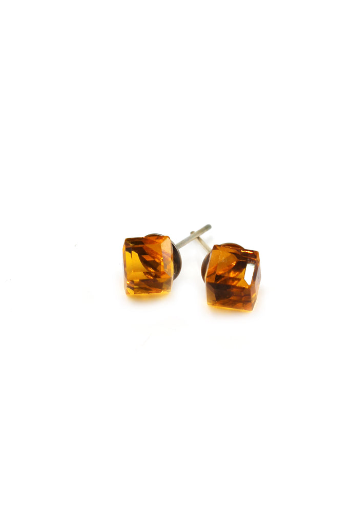 square crystal stud earrings