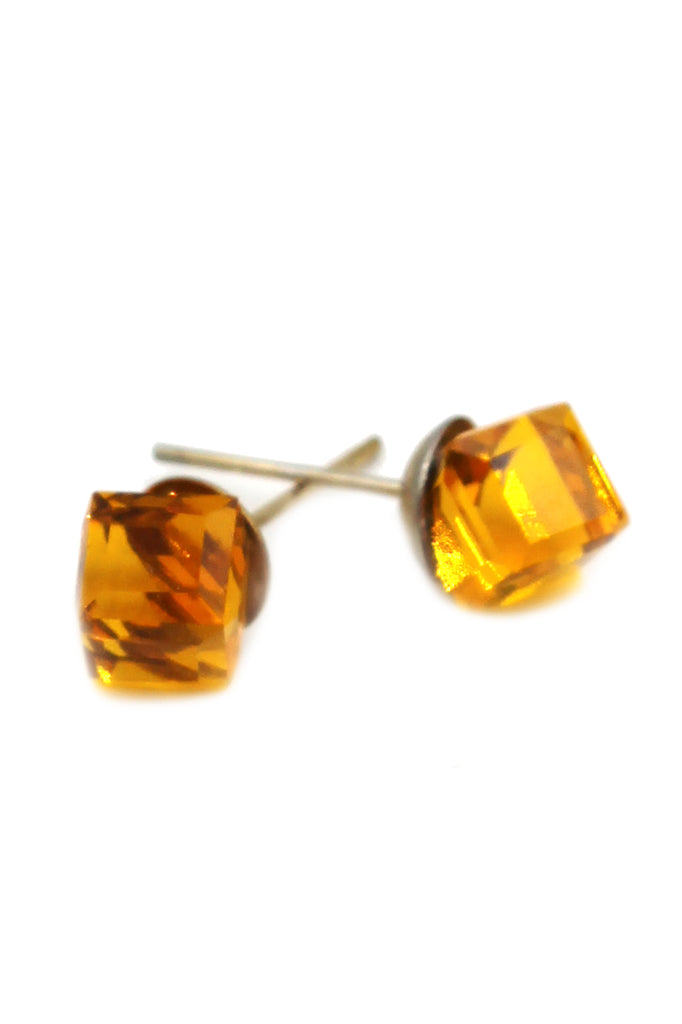 square crystal stud earrings