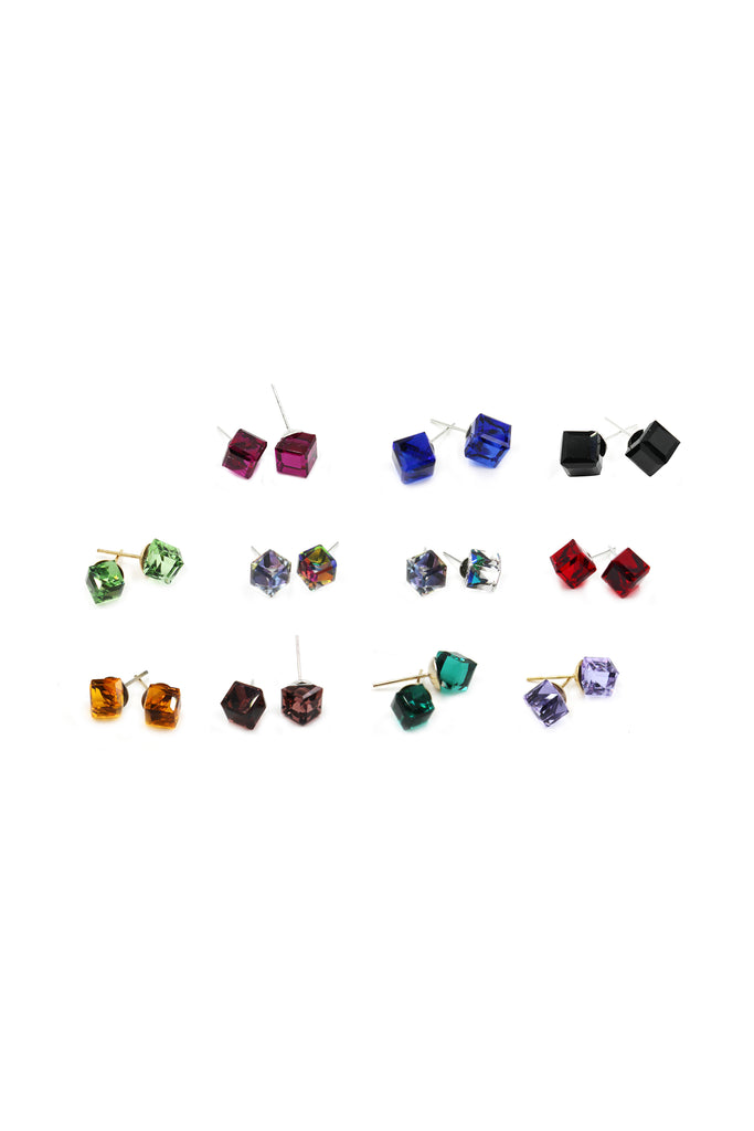 square crystal stud earrings