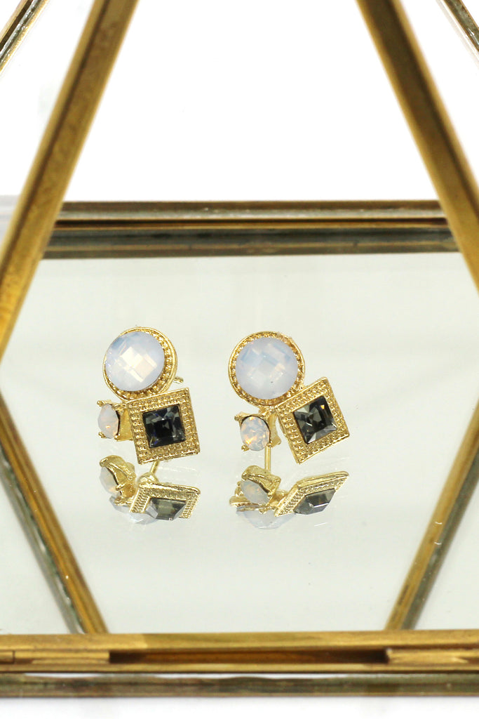 fashion golden rim crystal ball earrings