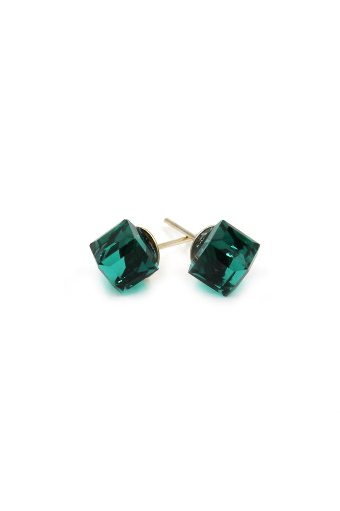 square crystal stud earrings
