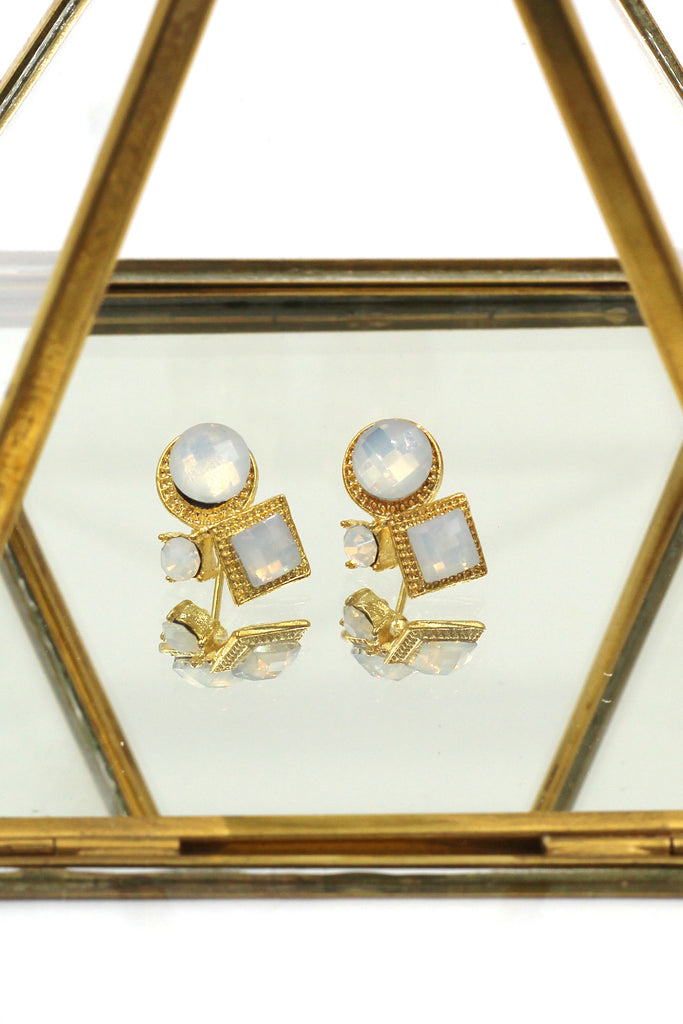 fashion golden rim crystal ball earrings