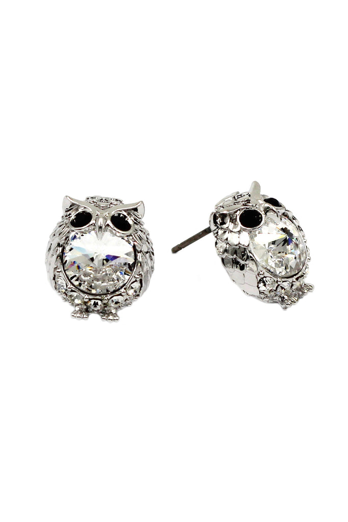 mini cute owl crystal earrings